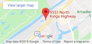 map with pin on 9551 N Kings Highway